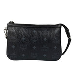 MCM Black Leather Visetos Monogram Pochette