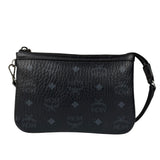 MCM Black Leather Visetos Monogram Pochette
