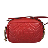 Gucci Red Leather Marmont Small Camera Bag