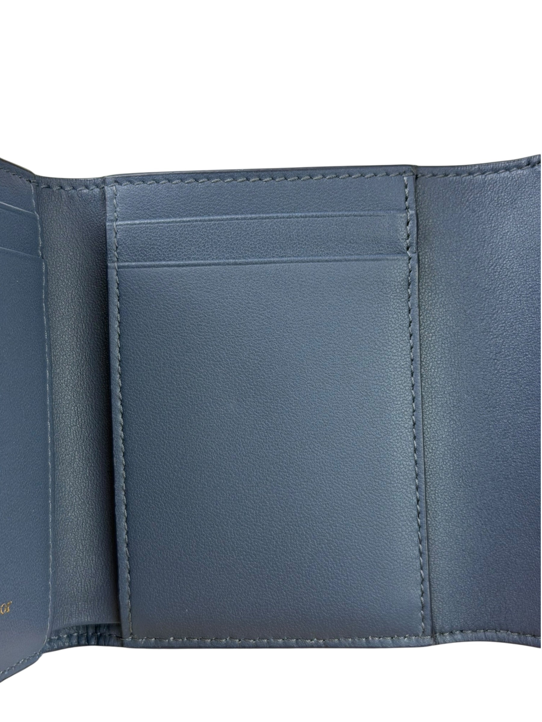 Christian Dior Navy Leather Tri-Fold Compact Wallet