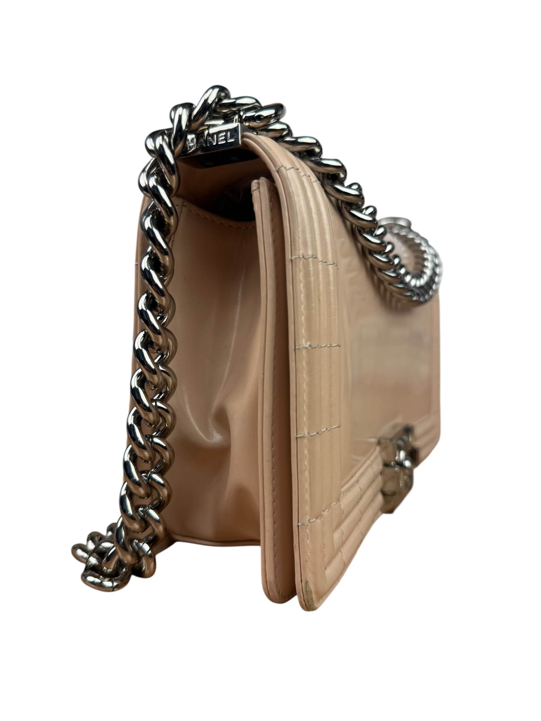 Chanel Cream Patent Leather Boy Flap Bag 2012