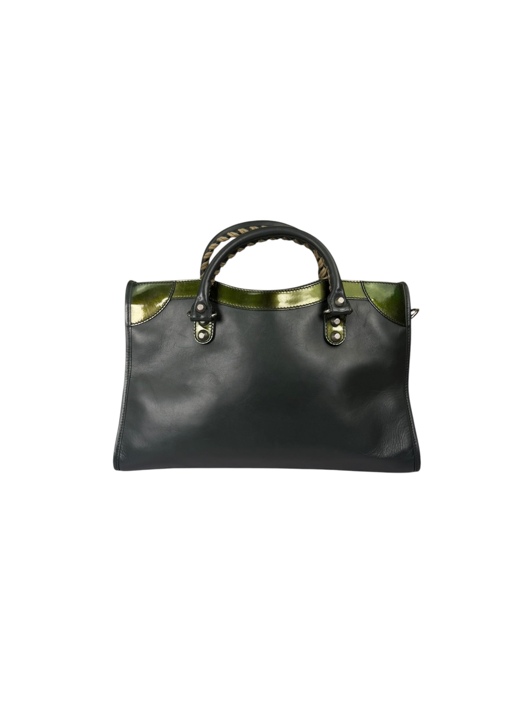 Balenciaga Green Calfskin Metallic Trim Giant 12 City Bag