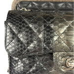 Chanel Black Python Leather Kiss-Lock Flap Bag 2015