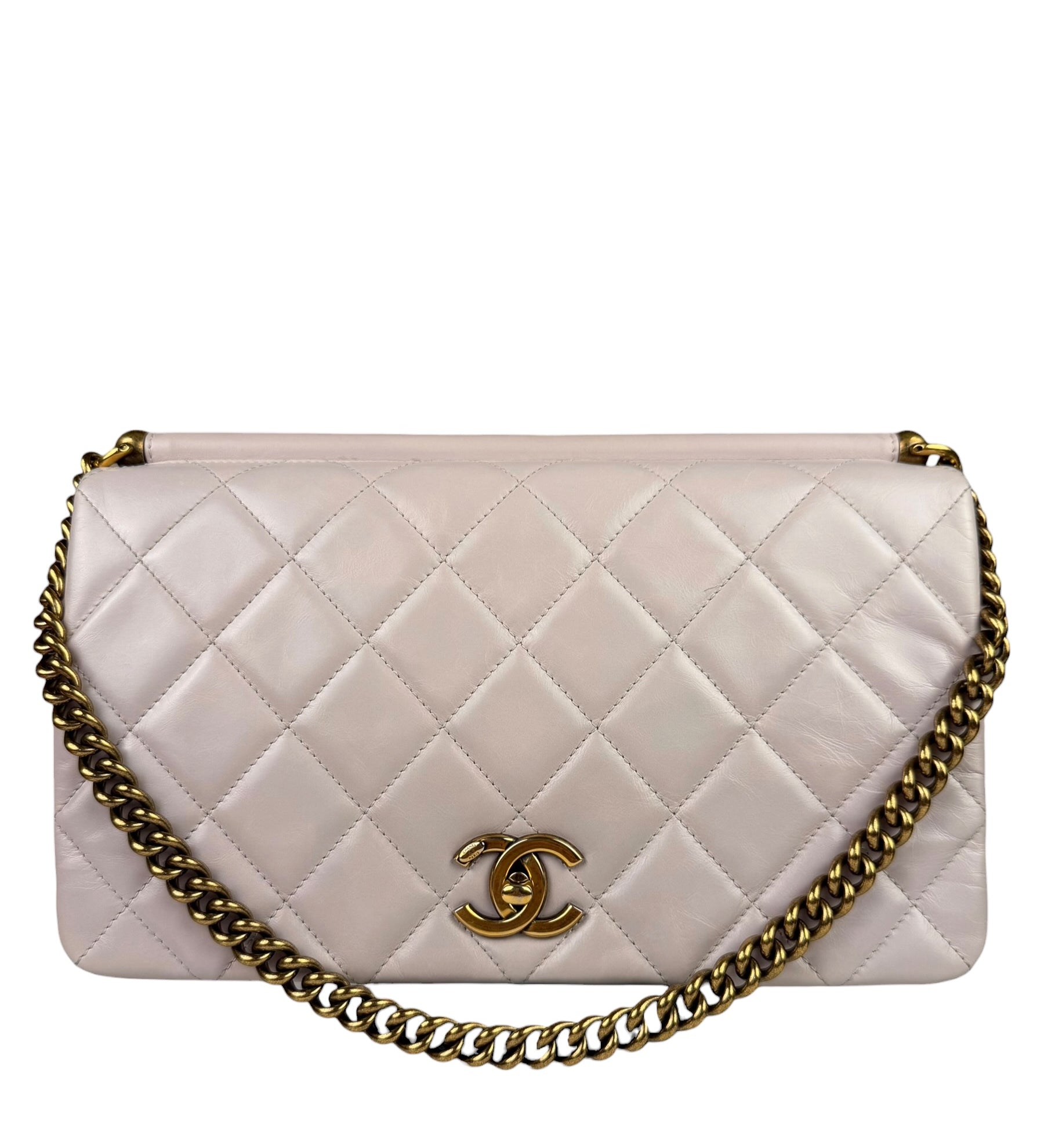 Chanel Light Lilac Calfskin Leather Quilted Flap Chain Bag