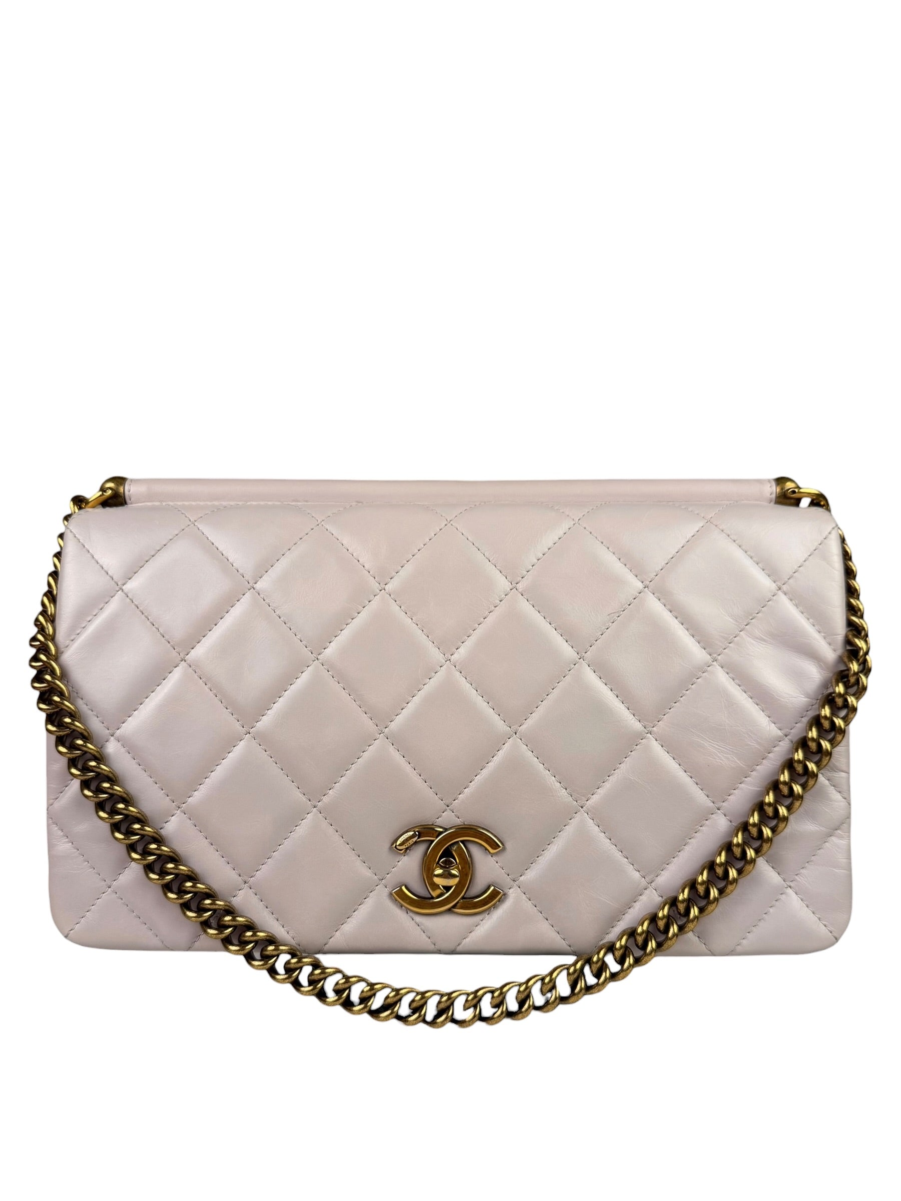 Chanel Light Lilac Calfskin Leather Quilted Flap Chain Bag