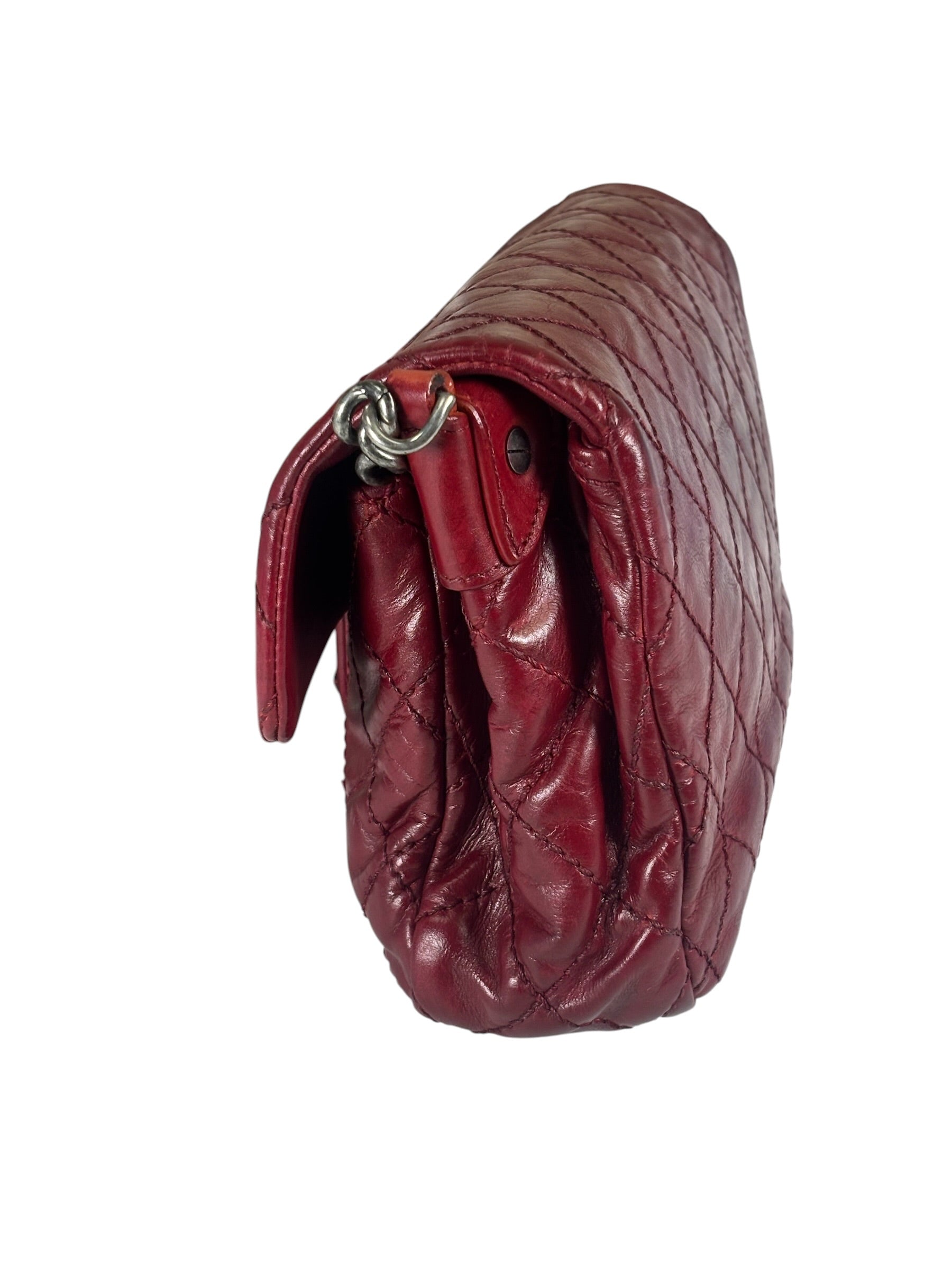 Chanel Red Quilted Calfskin Glazed Medium Duo Flap Bag 2012