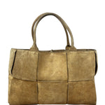 Bottega Veneta Brown Suede Maxi Intrecciato Arco Tote