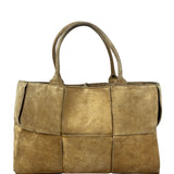 Bottega Veneta Brown Suede Maxi Intrecciato Arco Tote
