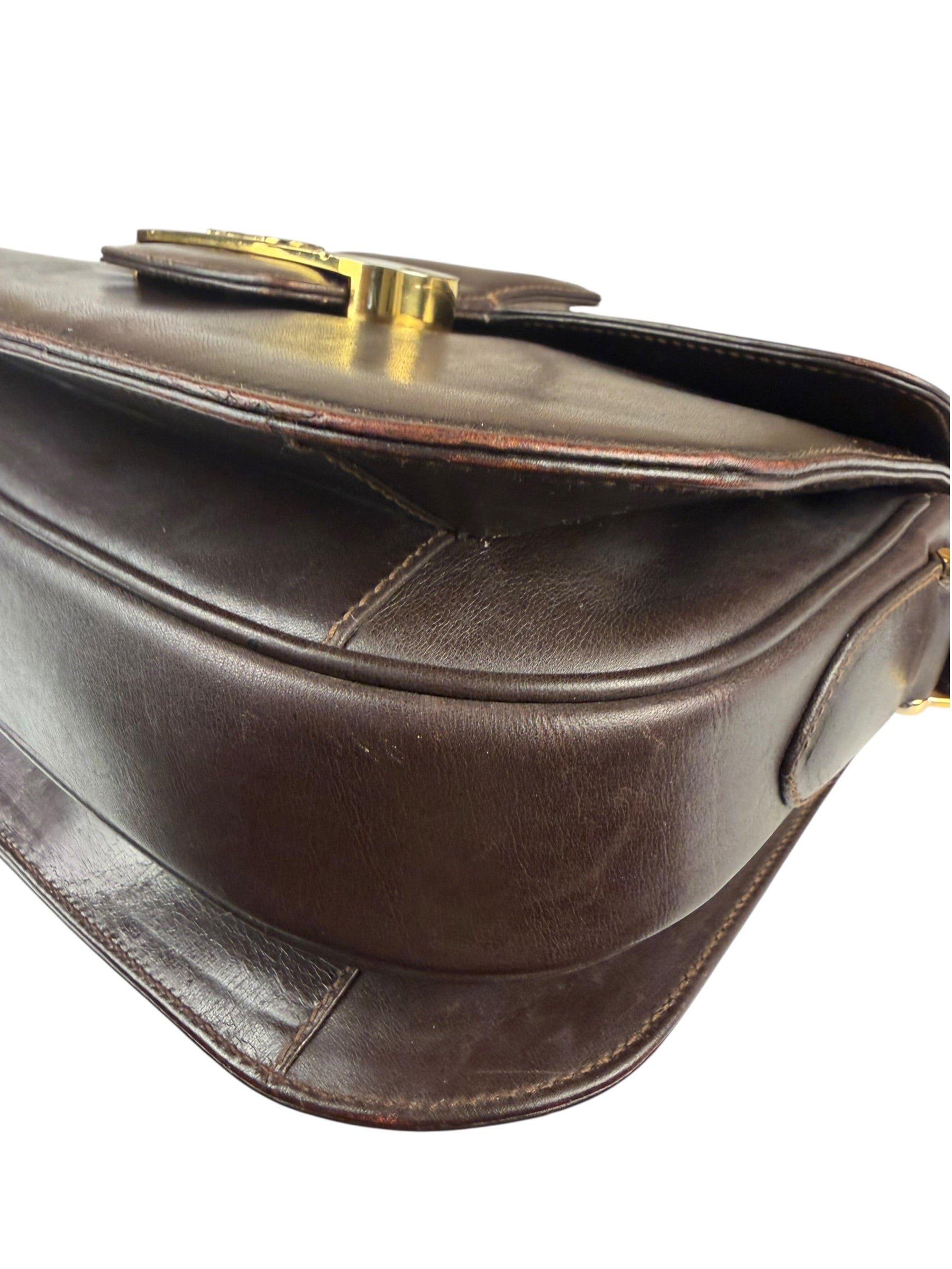 Celine Horse Carriage Dark Brown Leather Shoulder Bag