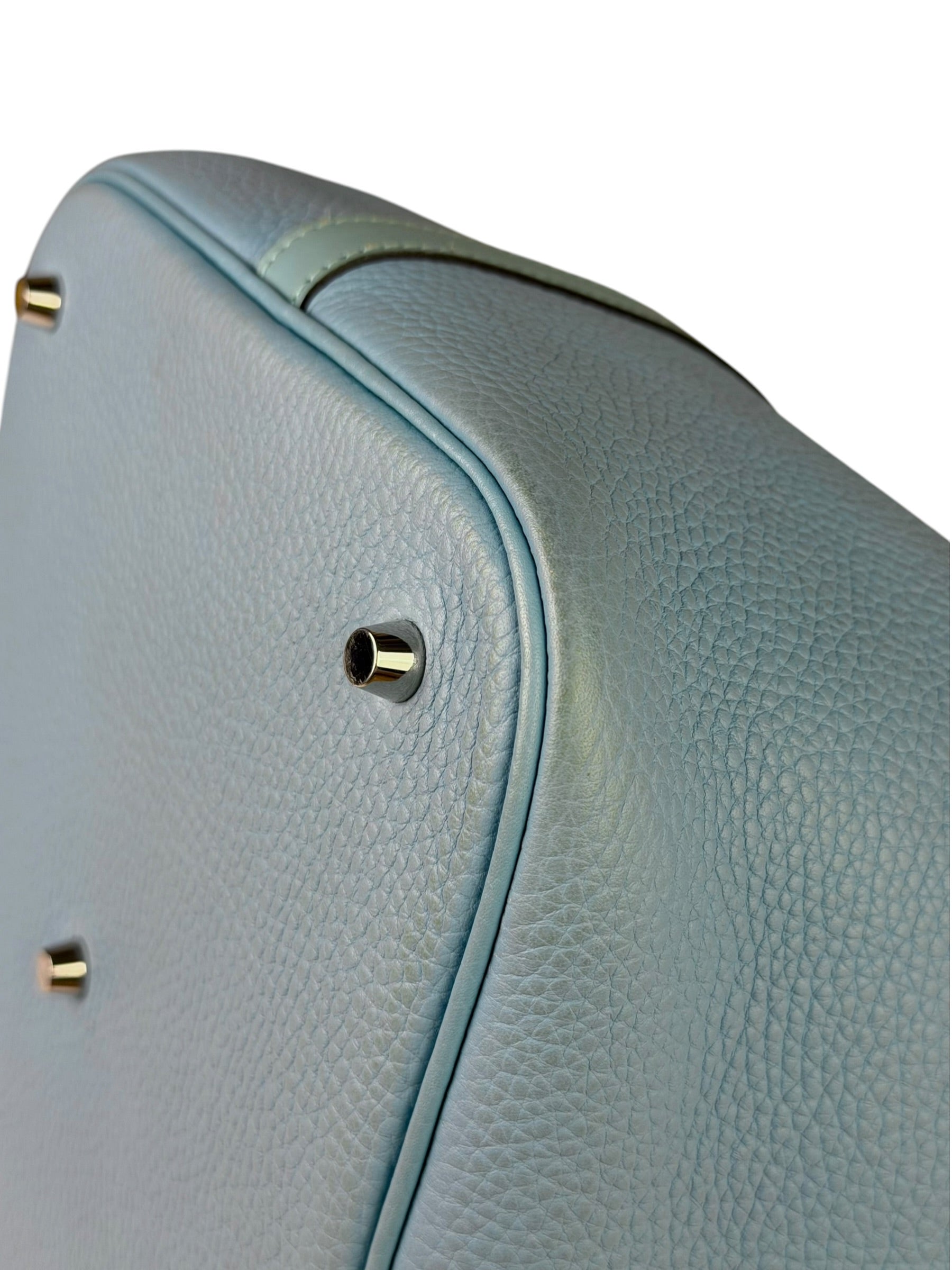 Hermes Blue Leather Picotin Lock 18 Bucket Bag
