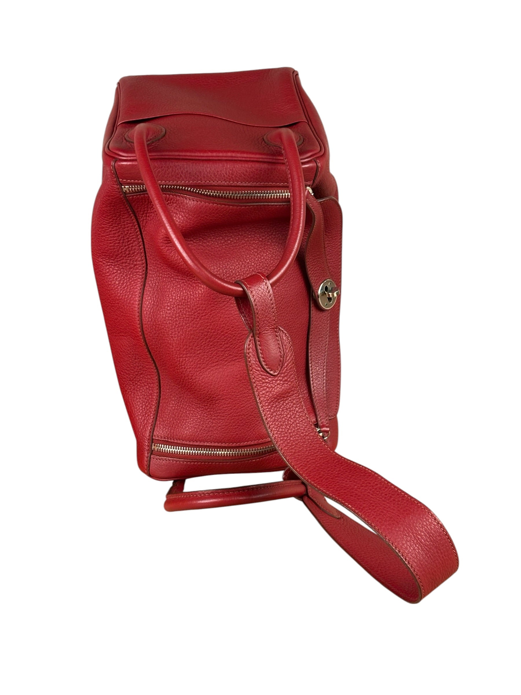 Hermes Rouge Clemence Leather Lindy 34