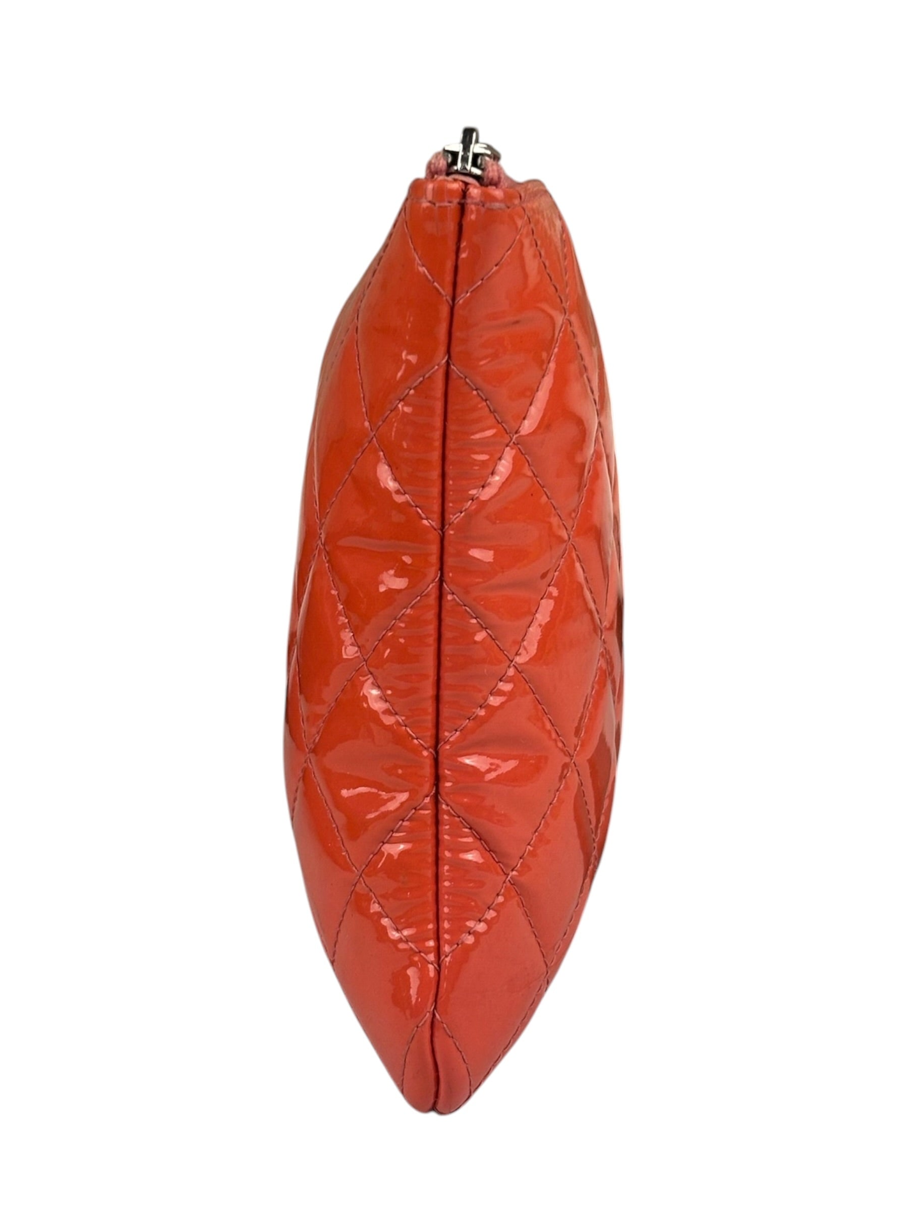 Chanel Orange Hue Quilted Patent Leather Clutch 2012