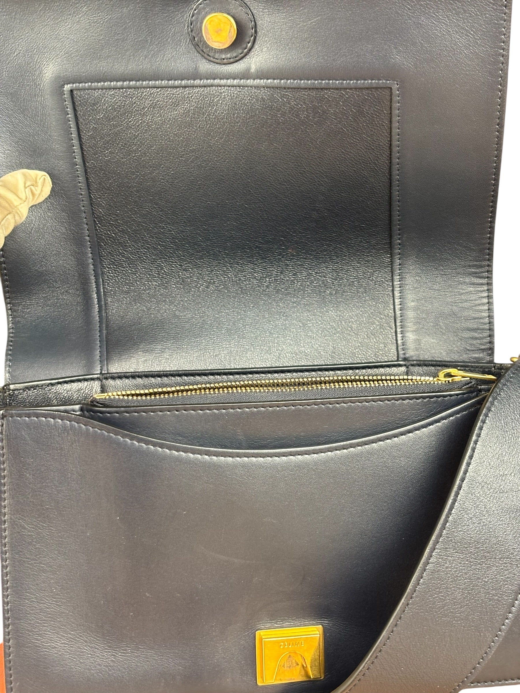 Celine Bicolor Leather Medium Frame Crossbody Bag