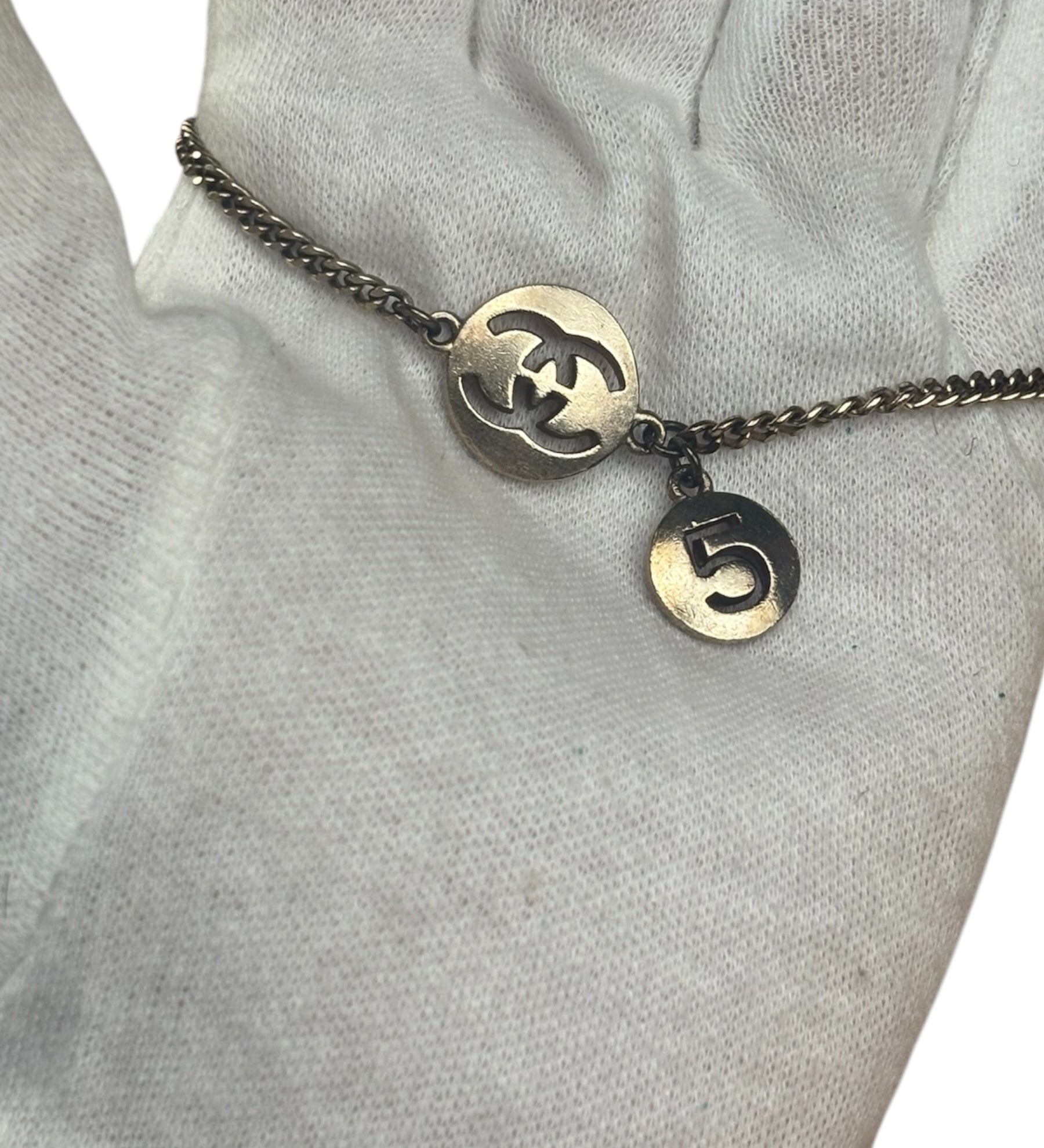 Chanel Vintage Double Medallion Charm Bracelet
