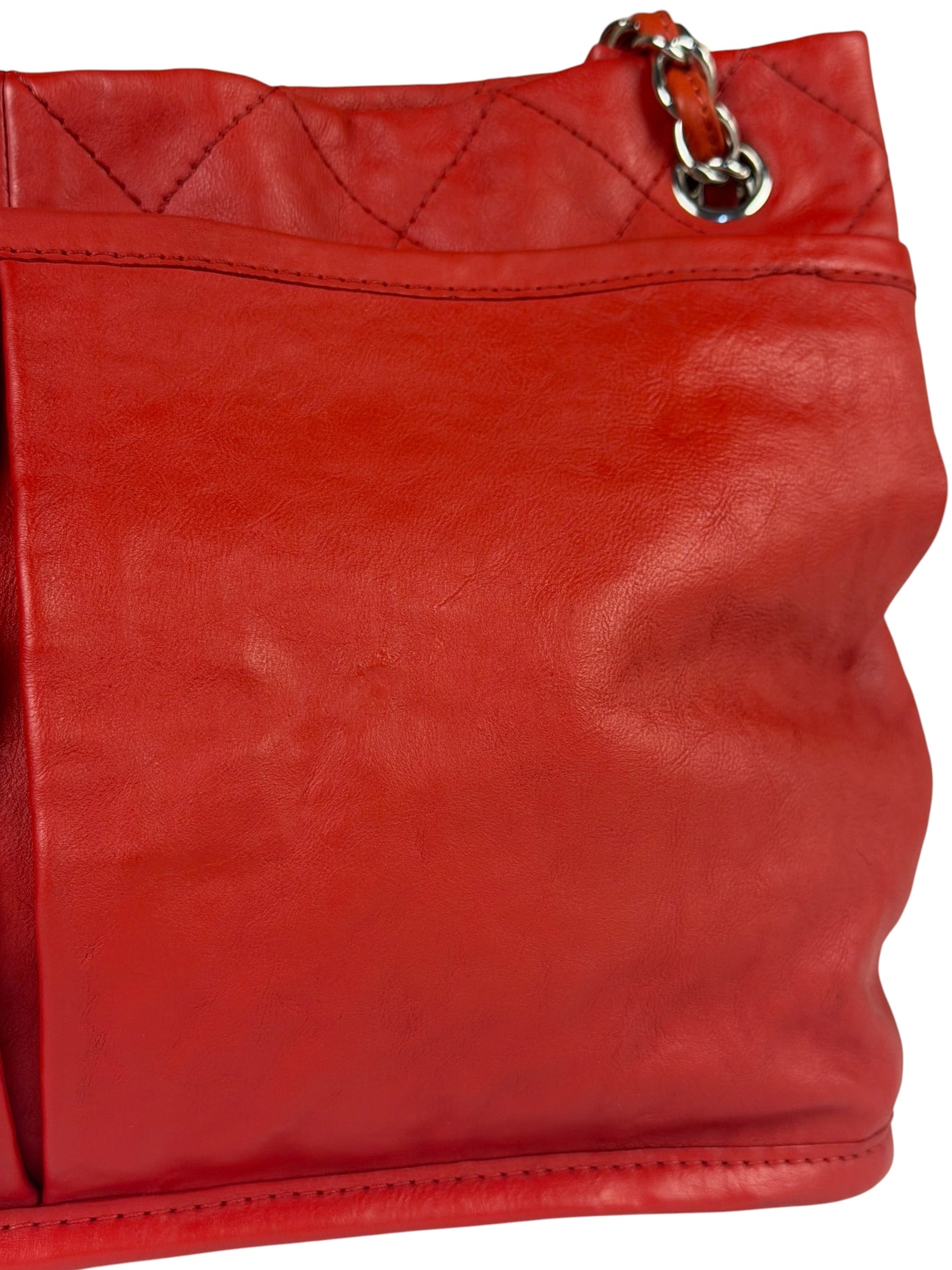 Chanel Red Quilted Leather Natural Beauty Chain Tote 2010