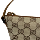 Gucci Brown Leather Trim GG Boat Pochette