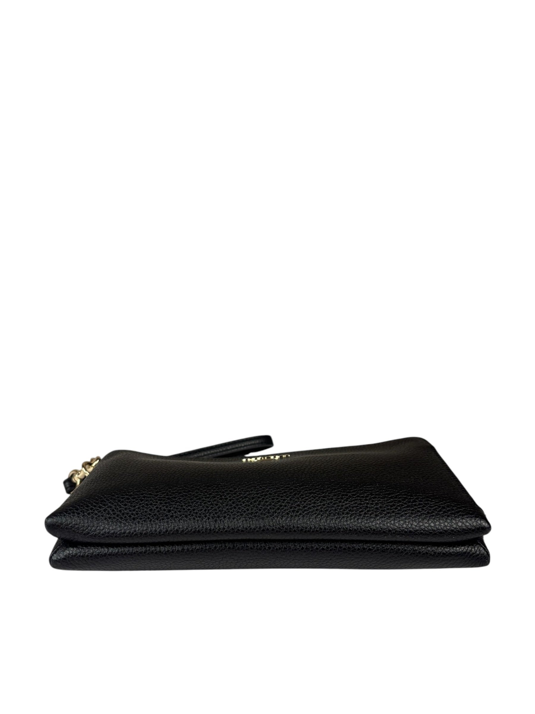 Coach Black Pebbled Leather Dual Zip Wristlet Wallet
