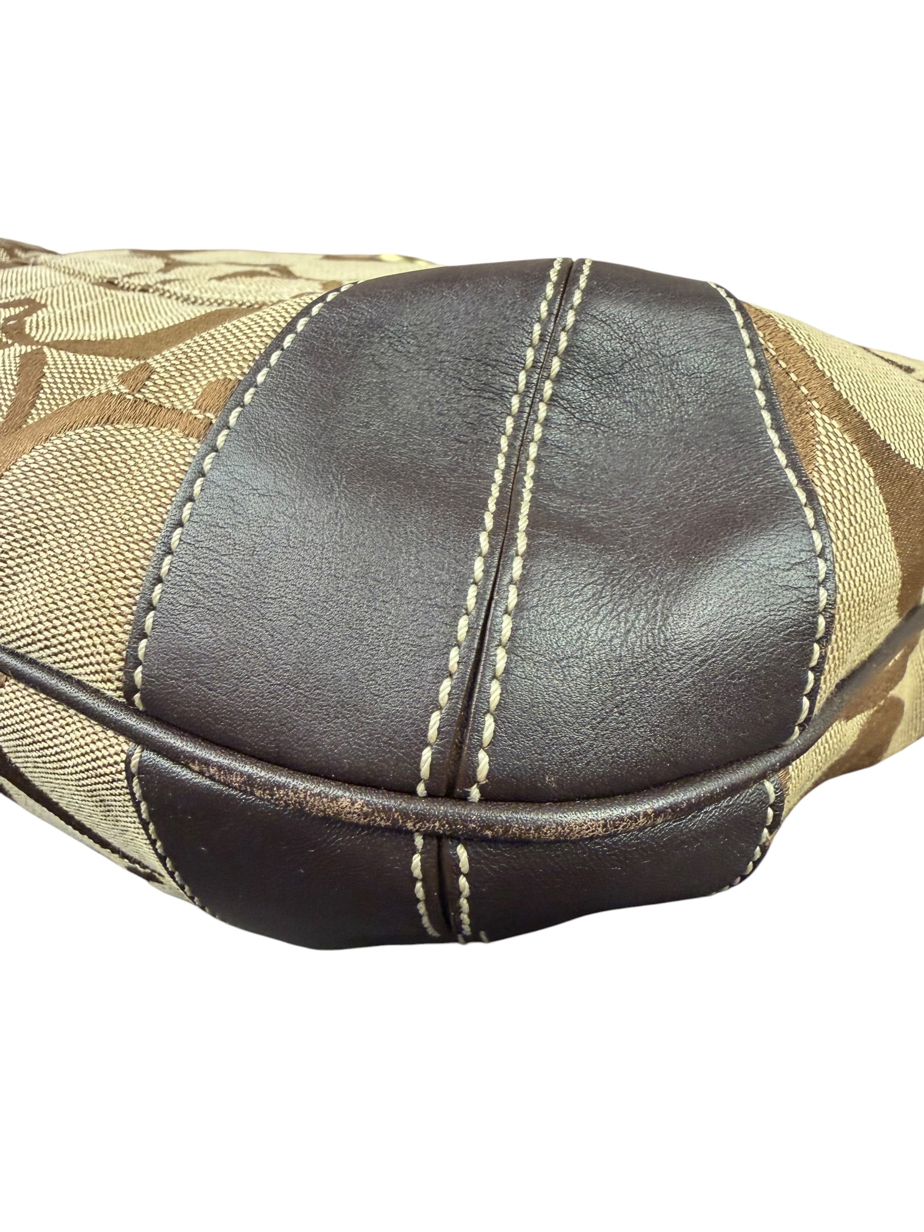 Coach Brown Leather Trim Signature Ergo Hobo Bag