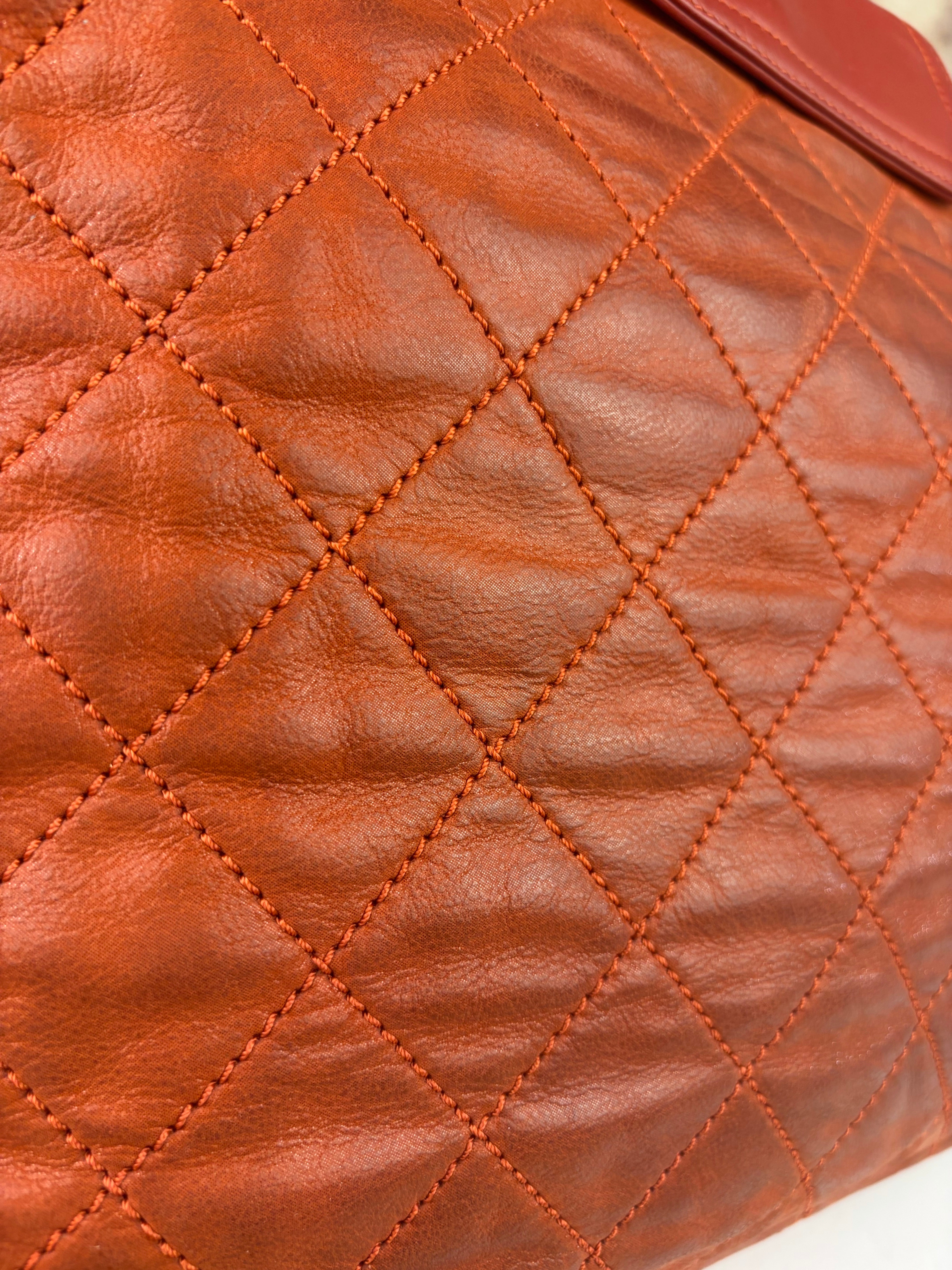 Chanel Orange Quilted Leather Large In The Mix Shopping Two-Way Tote 2011