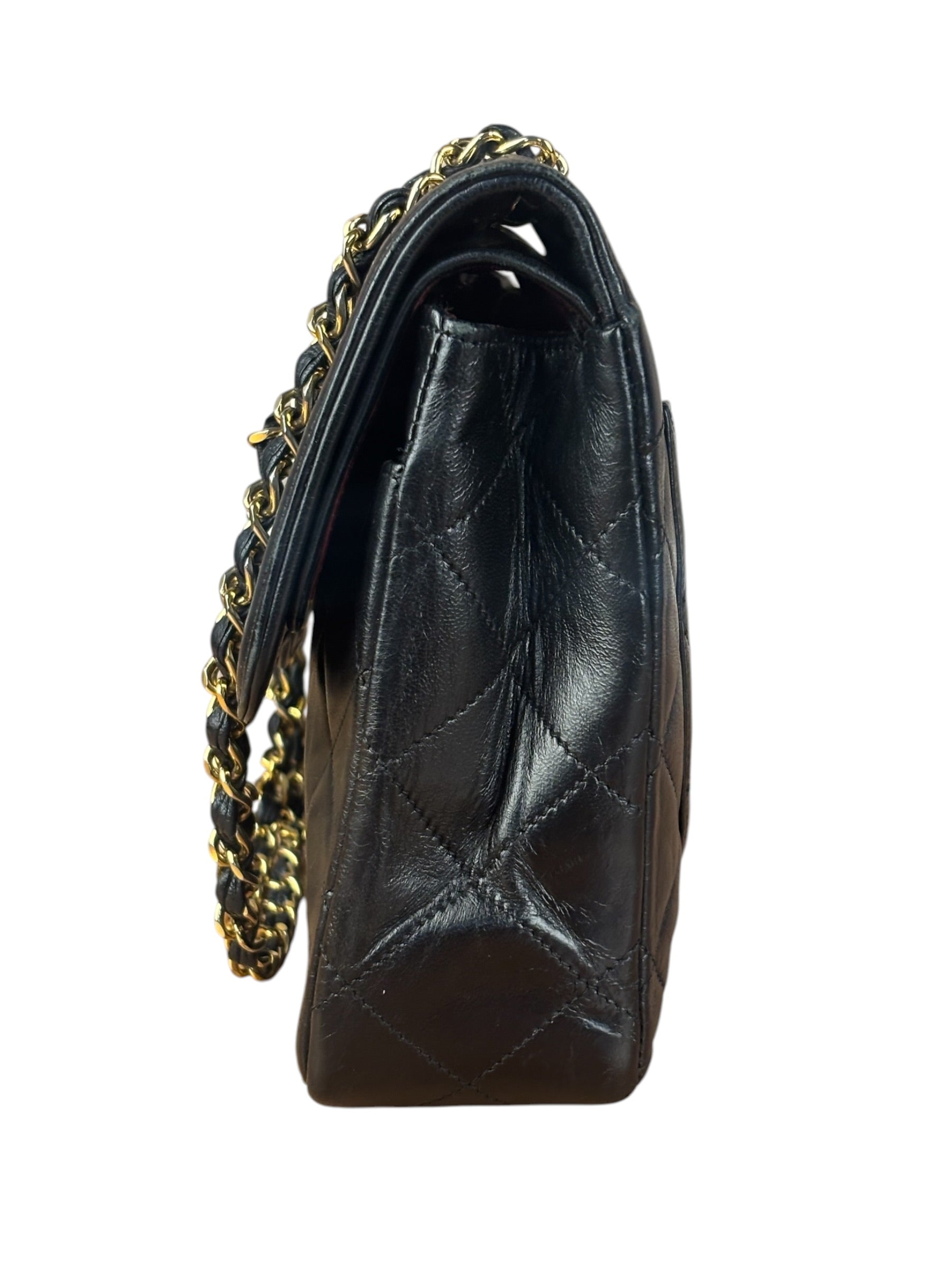 Chanel Black Quilted Two-Toned CC Double Flap Bag 90s