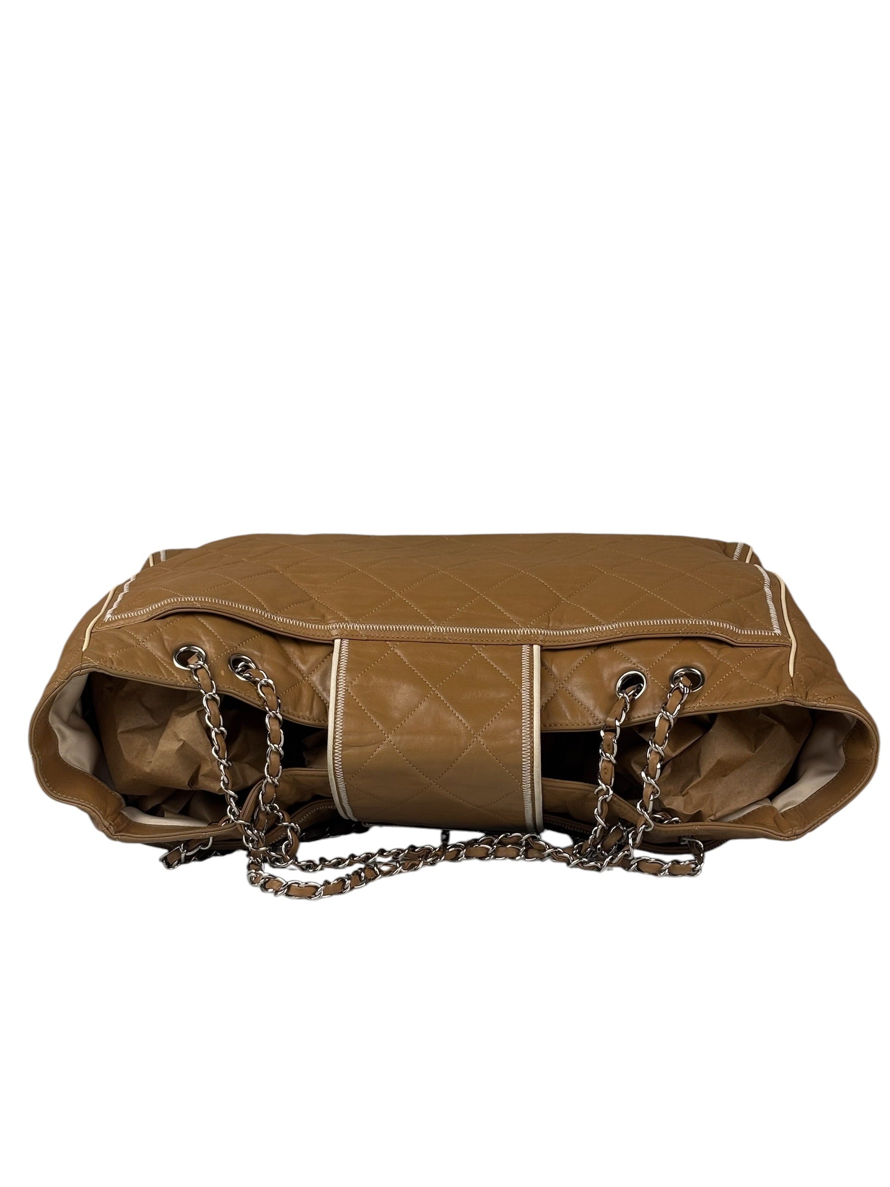 Chanel Camel Quilted Lambskin East-West Large Chain Tote 2008