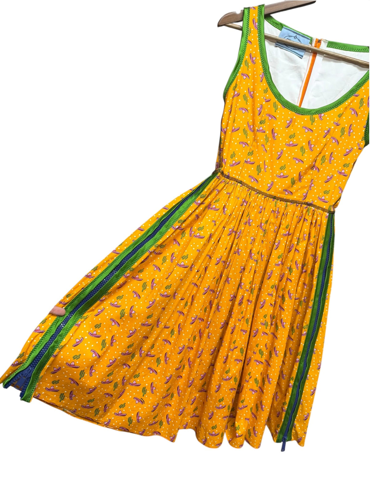 Prada SS 2017 Cactus Print Cotton Blend Zipper Dress