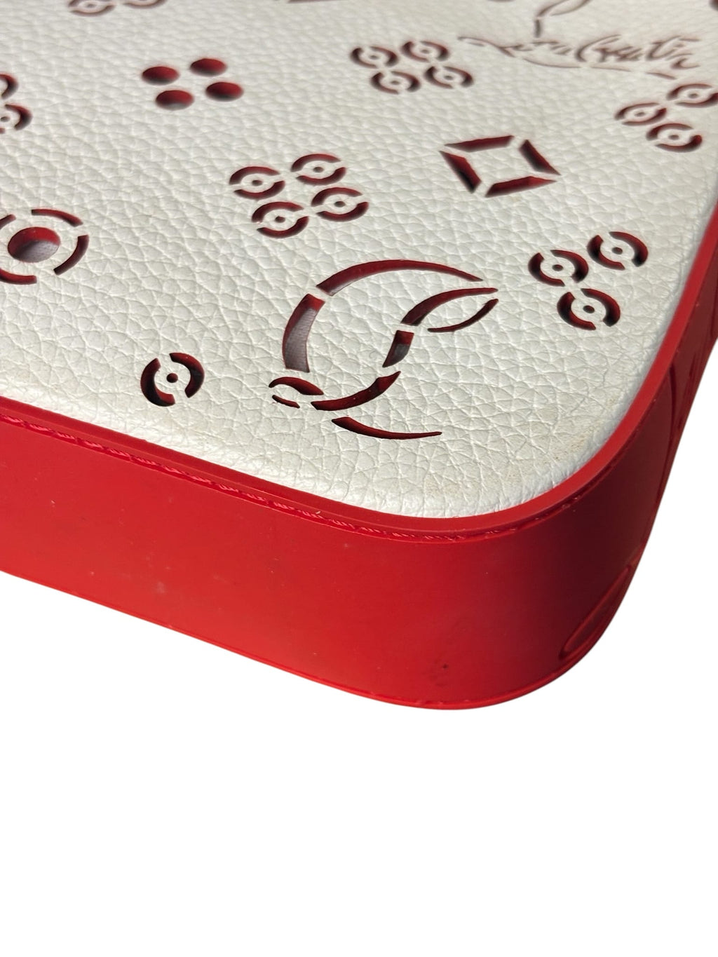 Christian Louboutin White Leather Loubinthesky Perforated Pochette