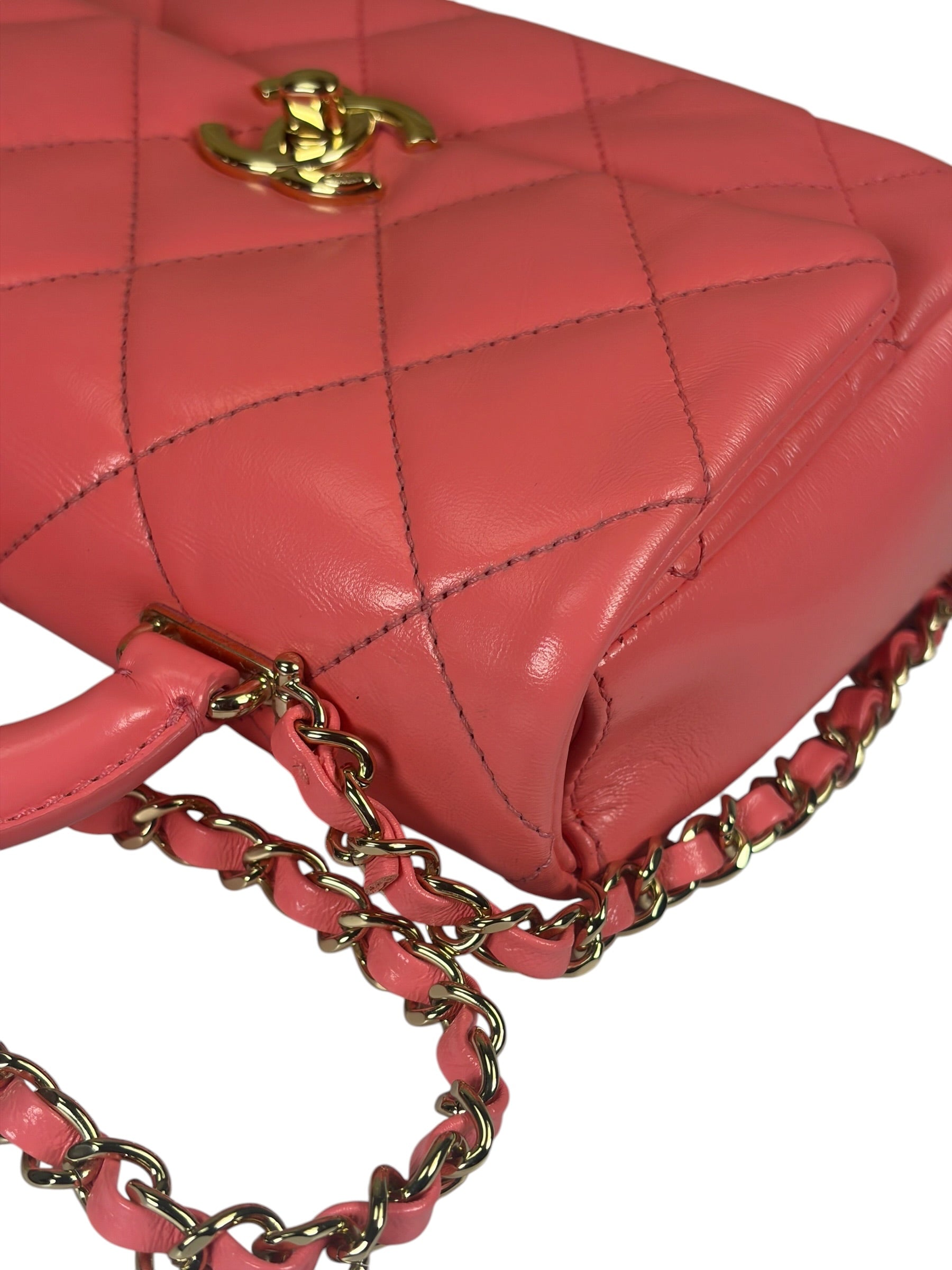 Chanel Pink Quilted Lambskin Two-Way Bag 2021