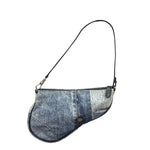 Christian Dior Vintage Denim Leather Trim  Saddle Pochette