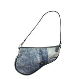 Christian Dior Vintage Denim Leather Trim  Saddle Pochette