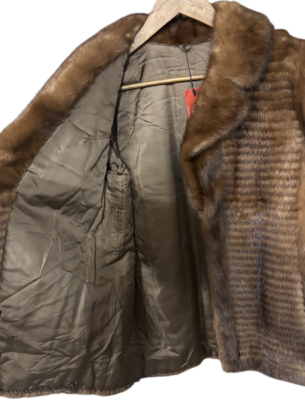 Vintage Jospehine Dark Brown Stripe Mink Fur Coat