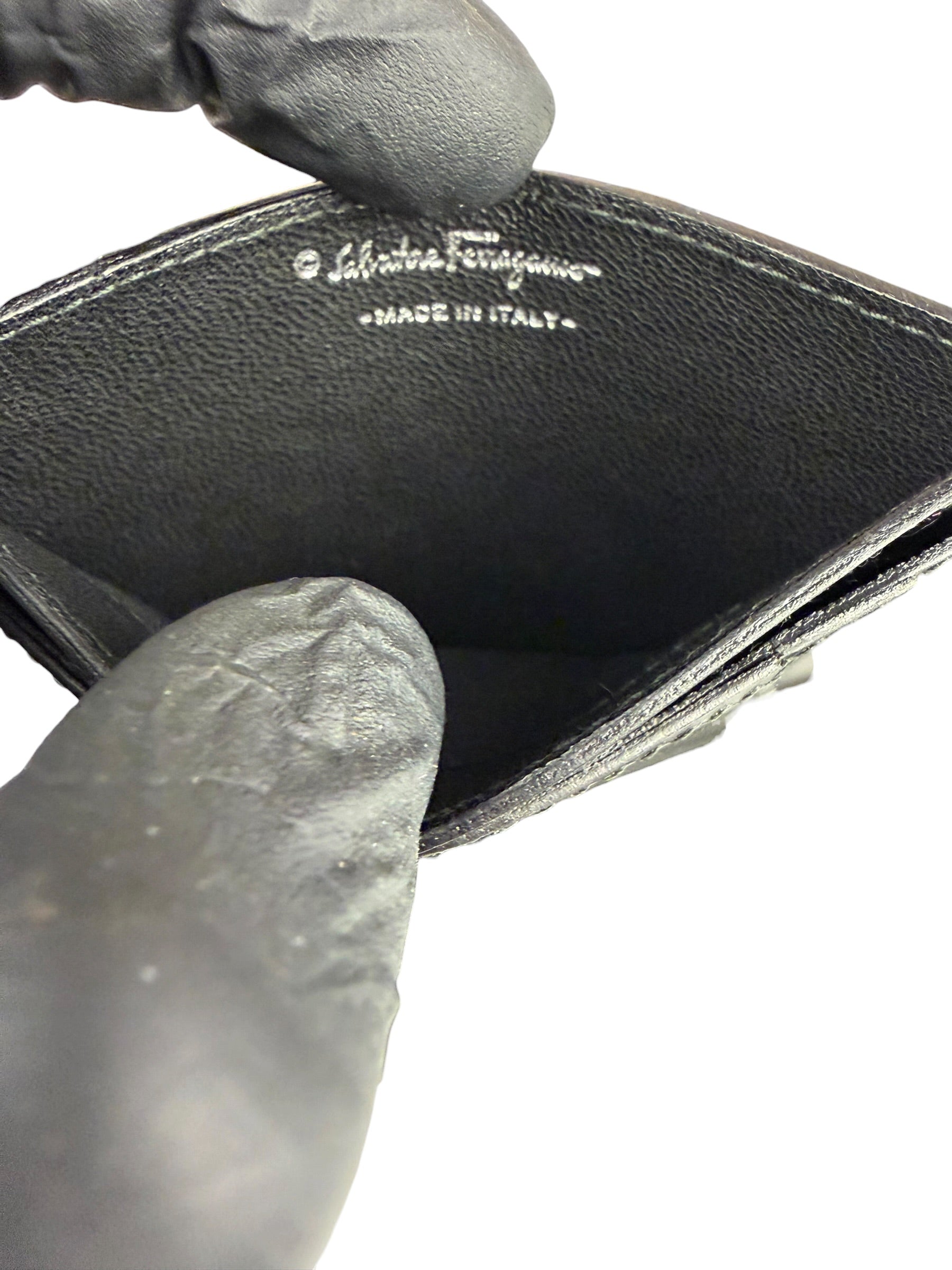 Salvatore Ferragamo Black Leather Card Holder