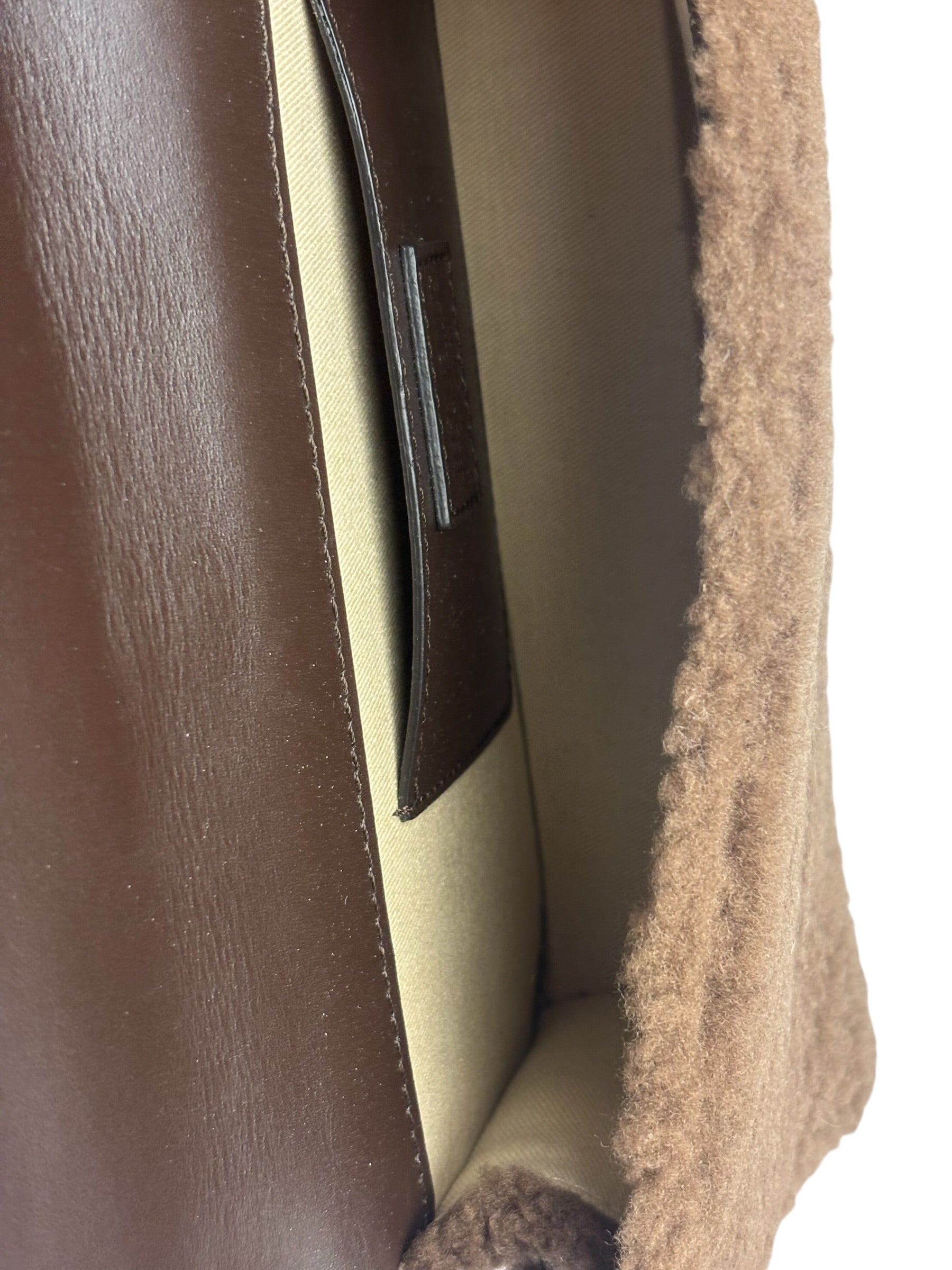 Jacquemus Brown Leather Trim  Le Bambidou Shearling Shoulder Bag