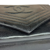 Chanel Black Lizard Leather Envelope Flap Bag 1986