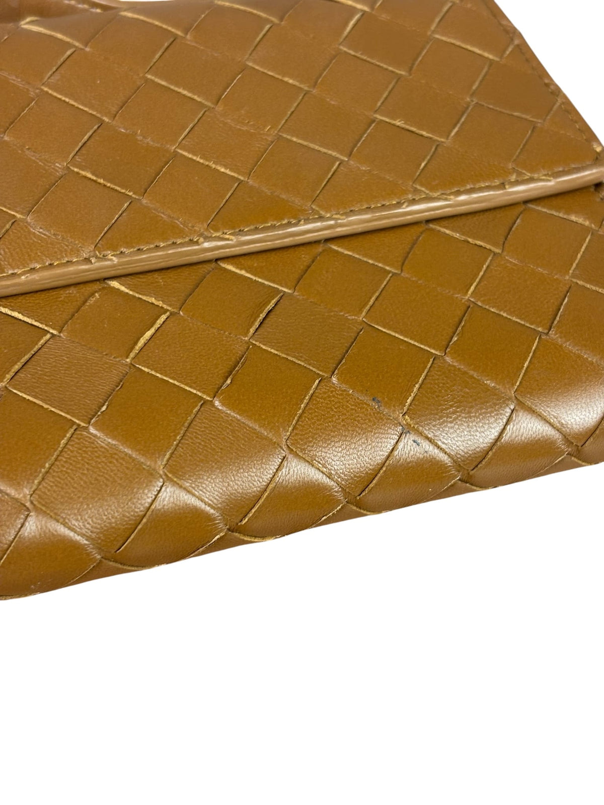 Bottega Veneta Caramel Leather Intrecciato Adiamo Clutch