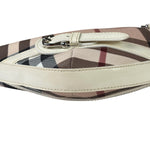 Burberry Beige Leather Trim Nova Check Hobo Bag