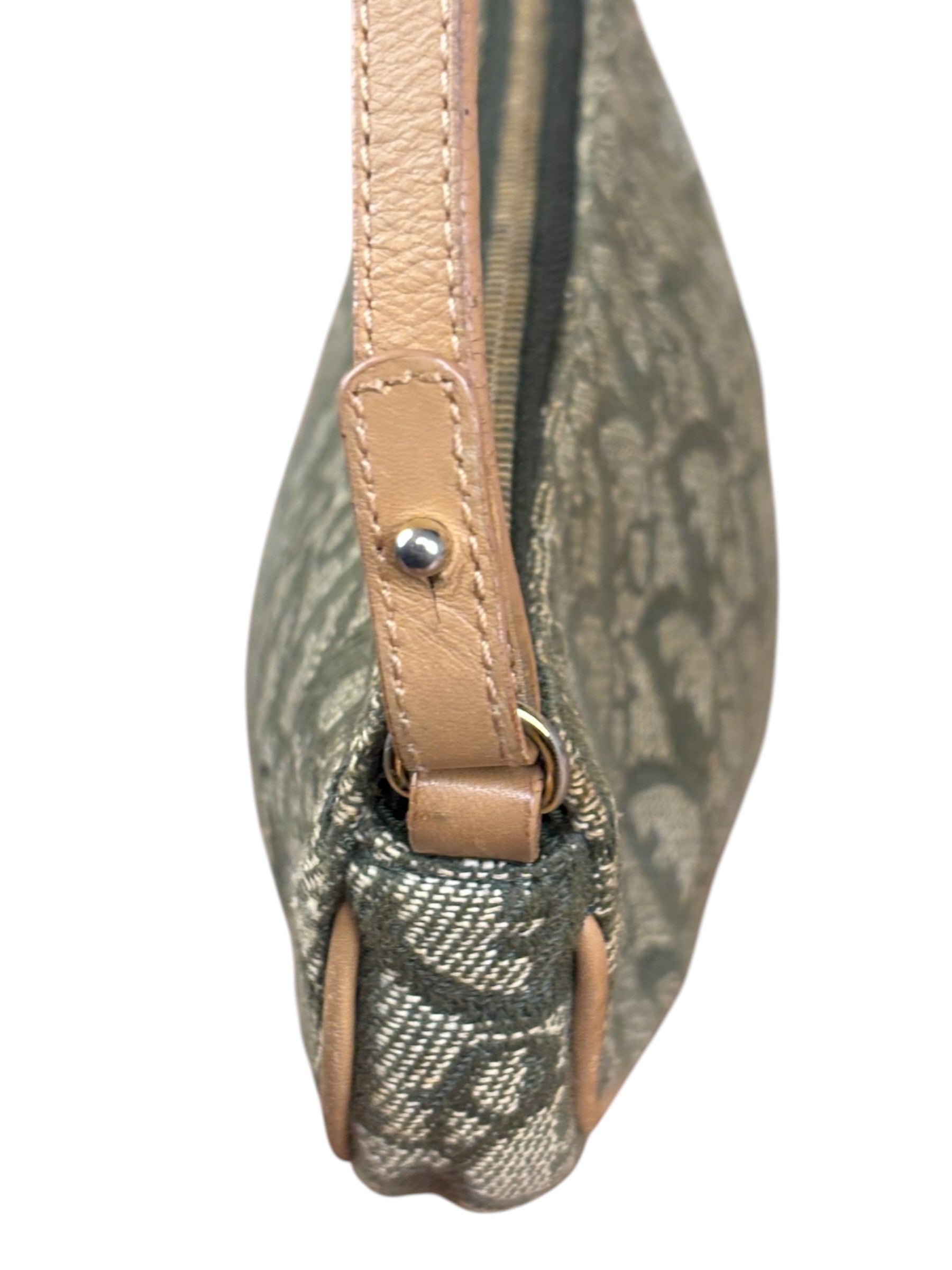 Christian Dior Vintage Olive Green Oblique Saddle Pochette