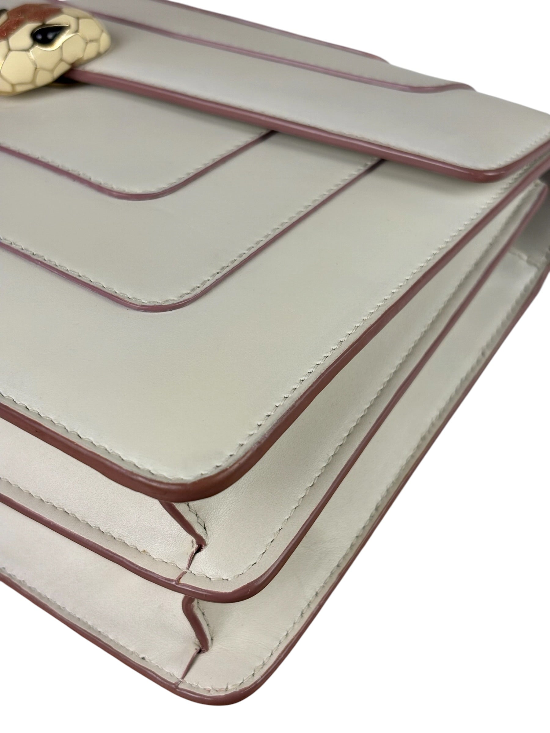 Bvlgari White/Pink Leather Serpenti Forever Shoulder Bag
