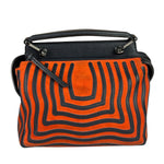 Fendi Navy/Red Leather Trim/Suede Dotcom Striped Two-Way Bag