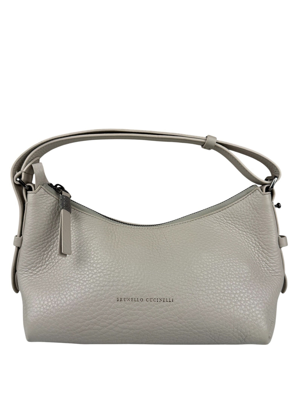 Brunello Cucinelli Ivory Grained Leather Shoulder Bag