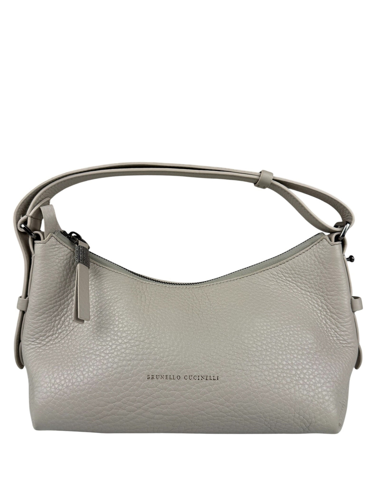 Brunello Cucinelli Ivory Grained Leather Shoulder Bag