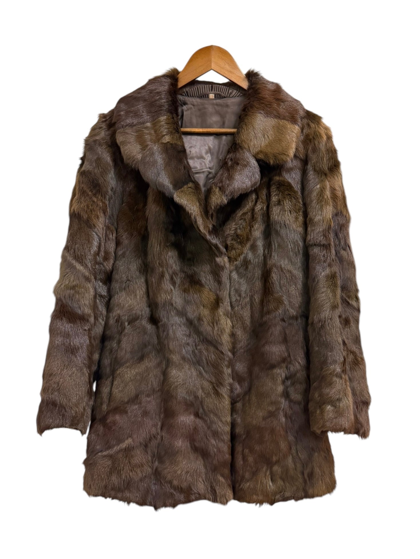 Vintage Mixed Brown Mink Fur Mid Length Coat