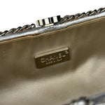 Chanel Metallic Silver Quilted Chain Around Clutch Shoulder Bag 2011