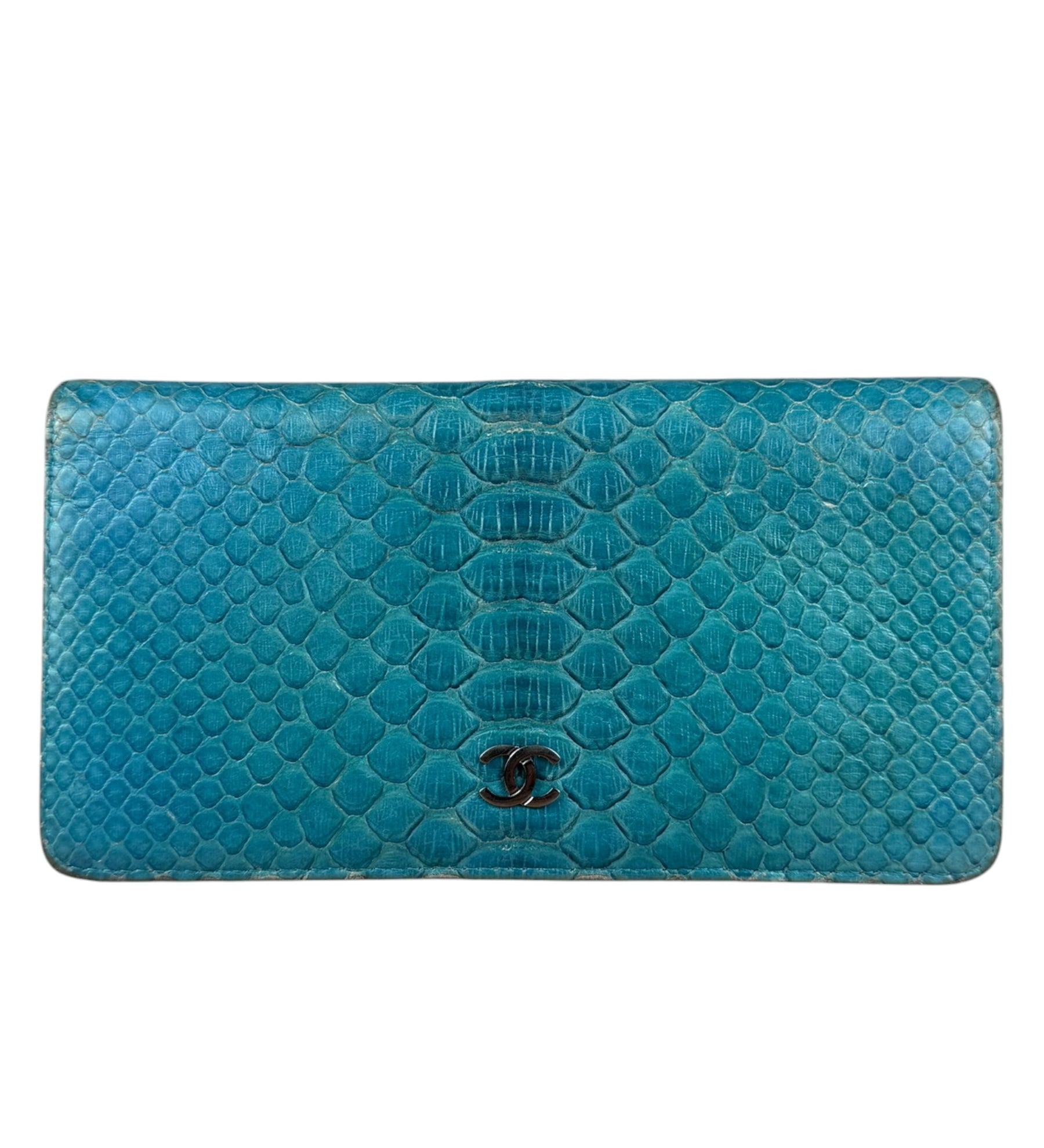 Chanel Turquoise Blue Python Long Wallet 2014