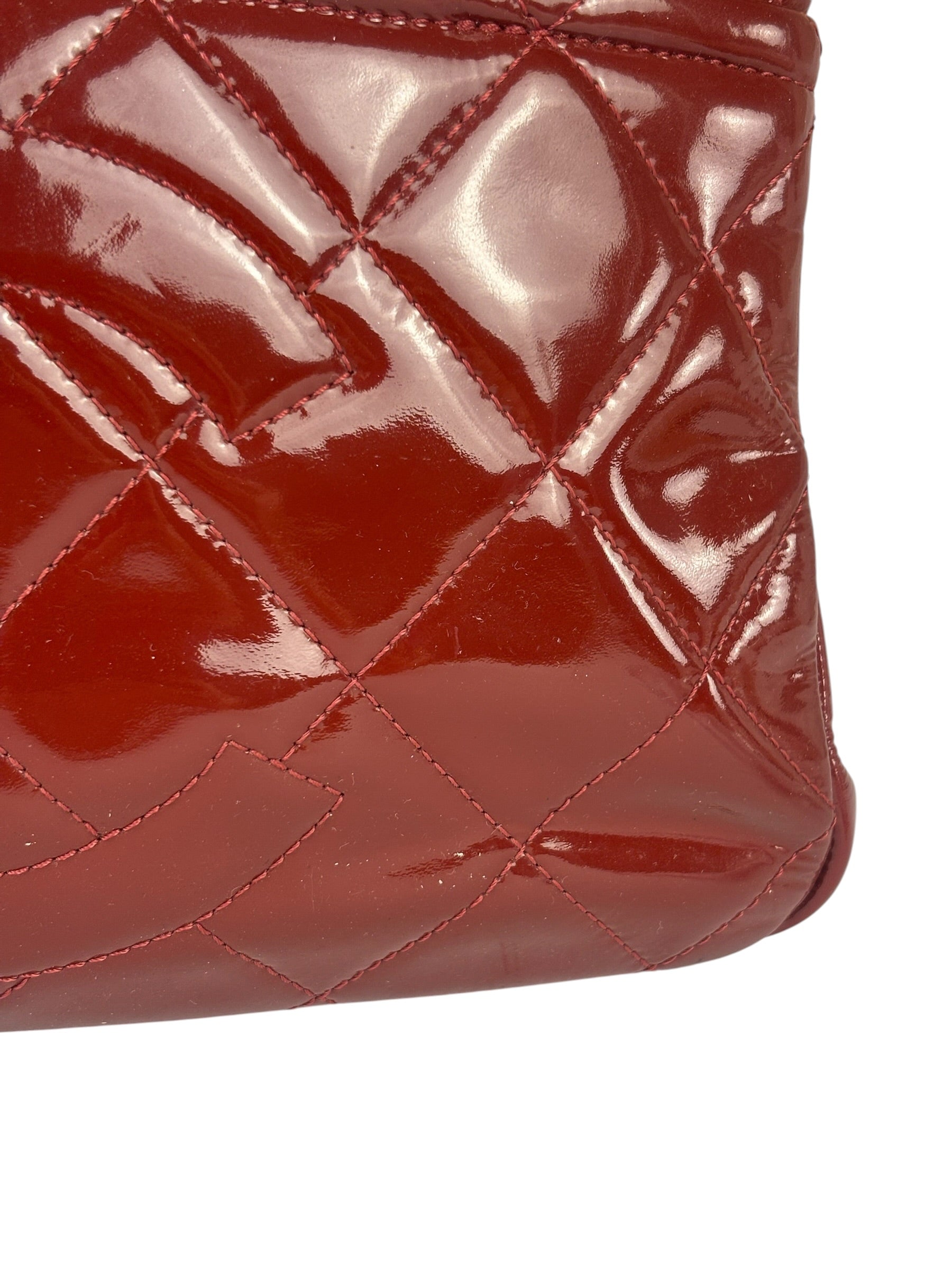 Chanel Red Patent Leather Chain Shoulder Bag 2012