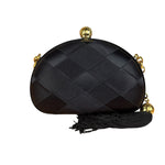 Chanel Black Satin Quilted Chain Clutch 2019