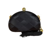 Chanel Black Satin Quilted Chain Clutch 2019