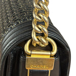 Chanel Black Leather Braided Boy Flap Shoulder Bag 2014