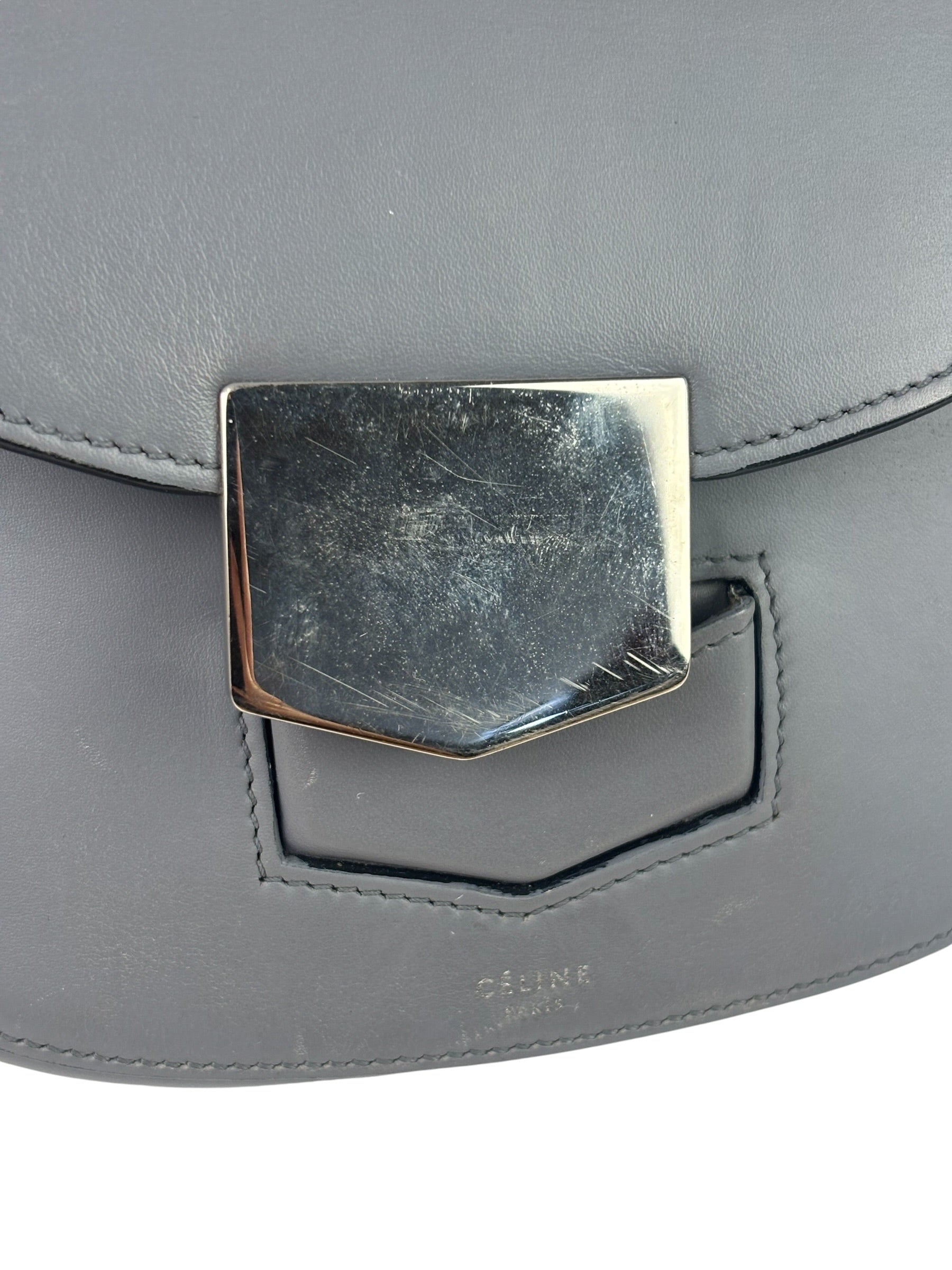 Celine Grey Leather Trotteur Small Crossbody Bag