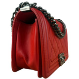 Chanel Red Leather Boy Flap Shoulder Bag -2013